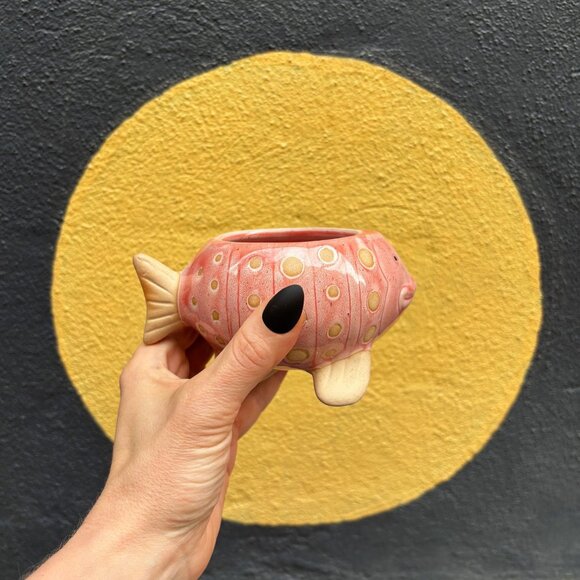 Pink Fish Mini Planter Pot | Tropical Shaped Fish Pot | 5" x 3" - Picture 3 of 11